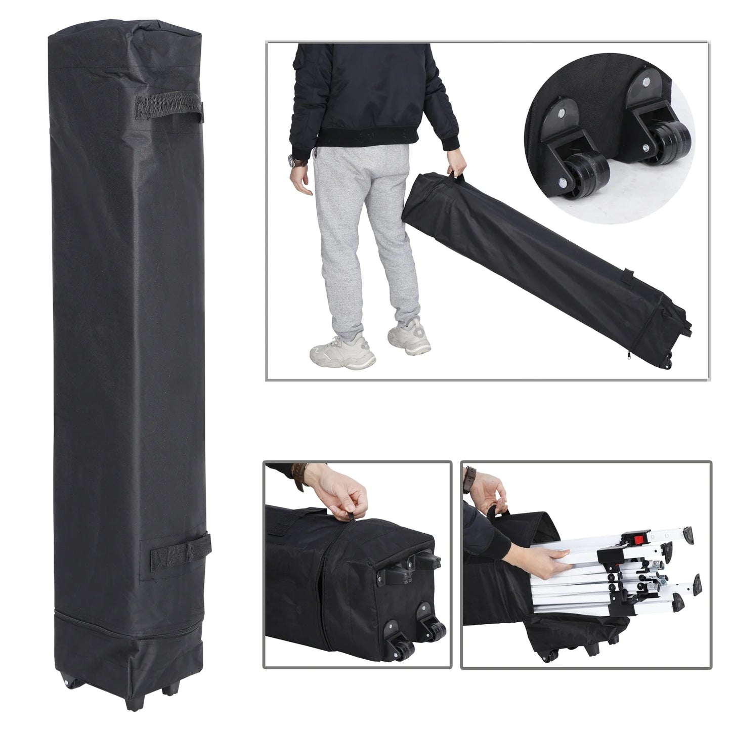 SECONDPEAK 10x10 Pop Up Canopy Tent Easy Set-up Outdoor Patio Canopy Adjustable Straight Leg Heights Instant Shelter with Wheeled Bag, Ropes
