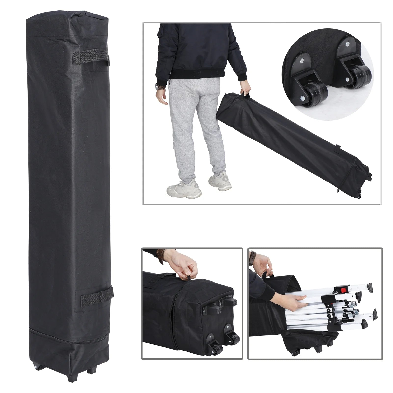 SECONDPEAK 10x10 Pop Up Canopy Tent Easy Set-up Outdoor Patio Canopy Adjustable Straight Leg Heights Instant Shelter with Wheeled Bag, Ropes
