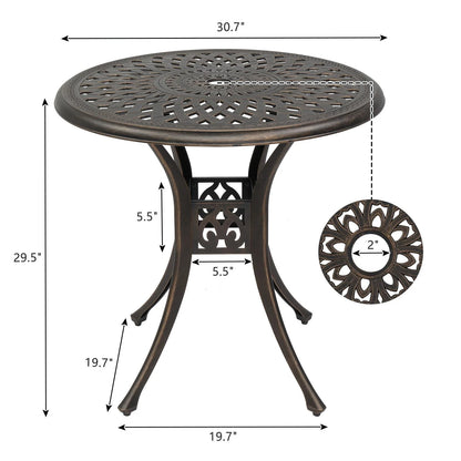 BaytoCare 31" Aluminum Round Patio Outdoor Dining Table, Bronze