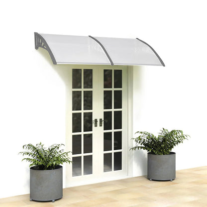 Ktaxon 35.4"X77" Door Awning Polycarbonate Patio Cover Silver & Gray Bracket