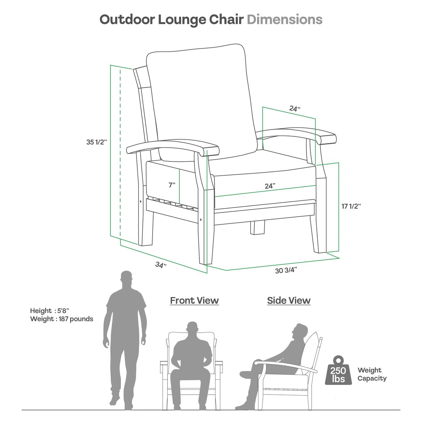 Cambridge Casual Leon Teak Patio Club Chair with Cushion Beige