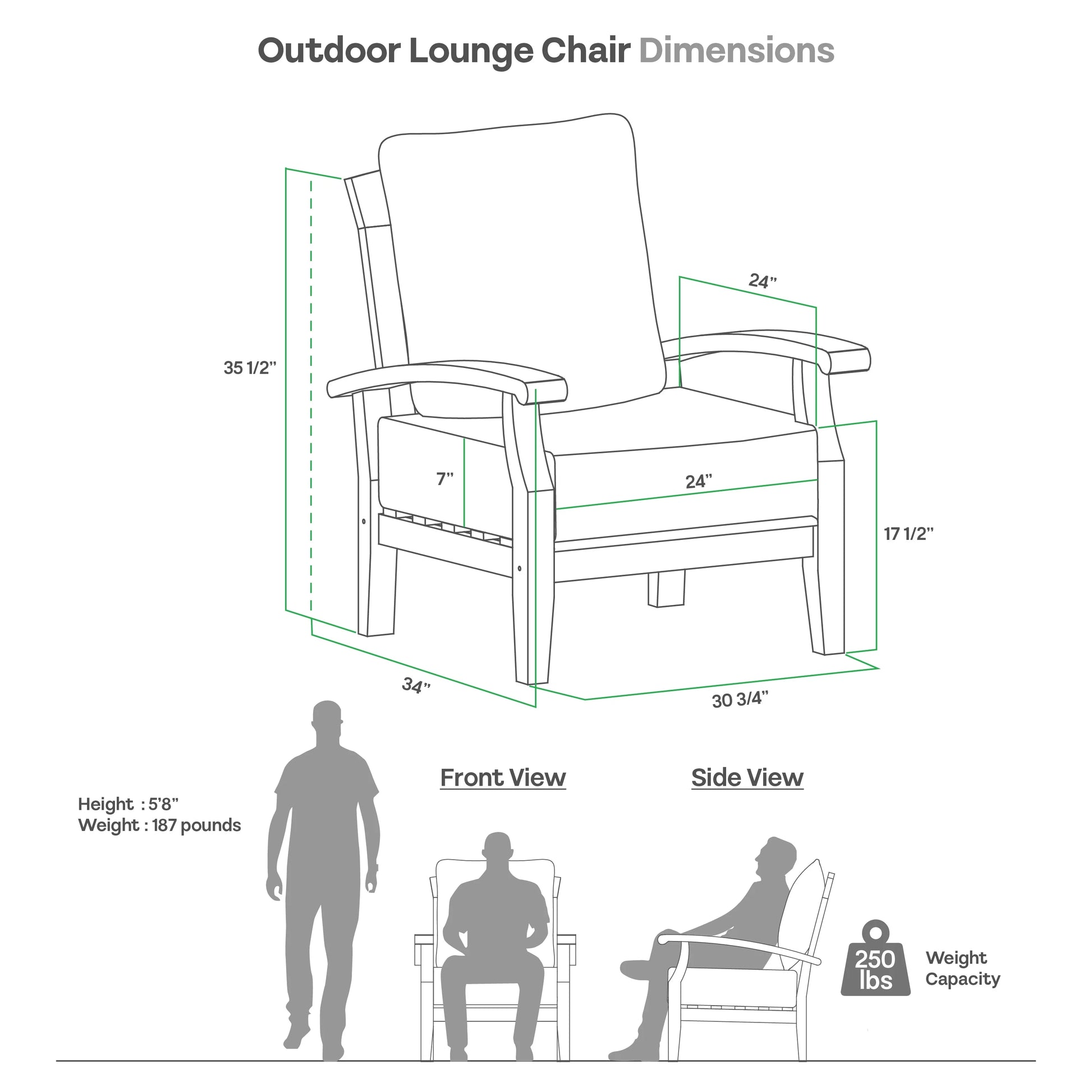 Cambridge Casual Leon Teak Patio Club Chair with Cushion Beige