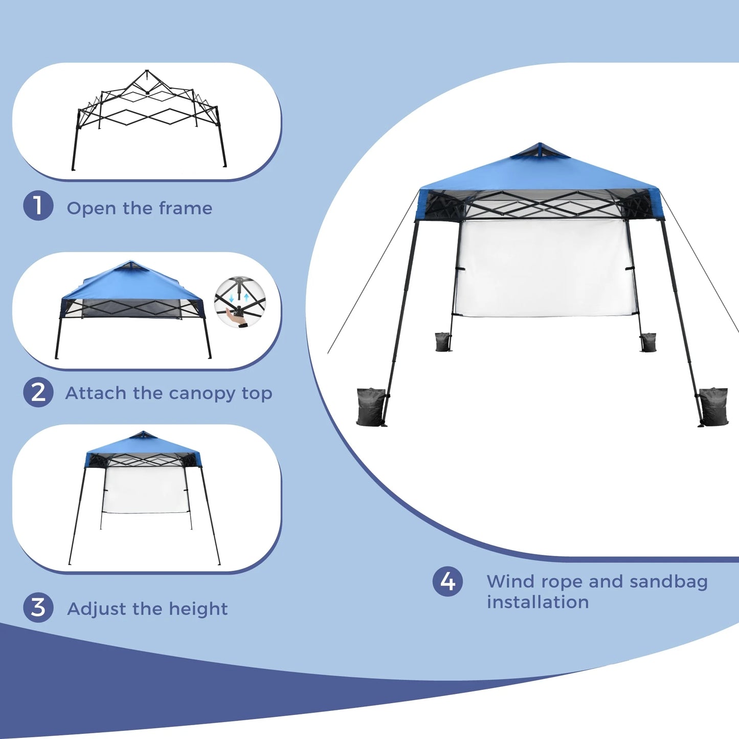 MAISON ARTS 12x12' Canopy with One Sidewalls UV Block Sun Shade Canopy Gazebo for Patio Outdoor 8x8FT (with side wall) 8X8FT