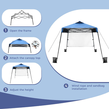 MAISON ARTS 12x12' Canopy with One Sidewalls UV Block Sun Shade Canopy Gazebo for Patio Outdoor 8x8FT (with side wall) 8X8FT
