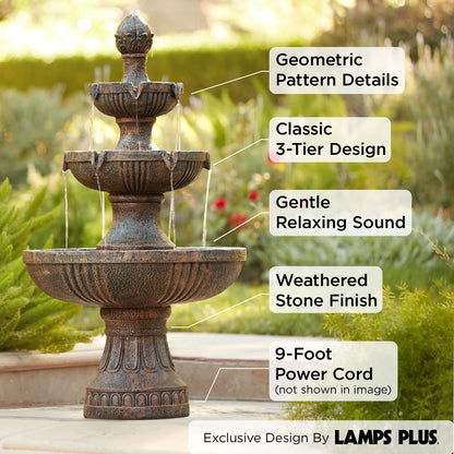 Ravenna 43" High Large Italian Indoor Outdoor Decor Faux Stone Floor Fountain Waterfall Outside Garden Patio