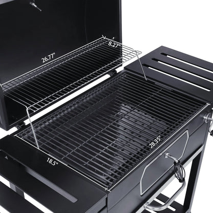 Royal Gourmet 30" CD2030AN Deluxe Charcoal Grill, BBQ Smoker Picnic Camping Patio Backyard Cooking, Black