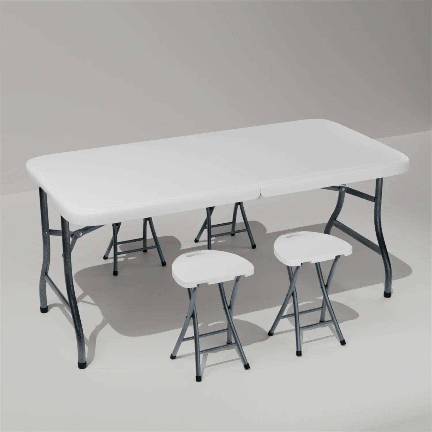 Hommoo 6ft Plastic FoldingTable,Portable Collapsible Table Outdoor Foldable Picnic Table for, Party, Hiking, Patio,Banquet, Wedding,Camping,with Lock,Handle, White