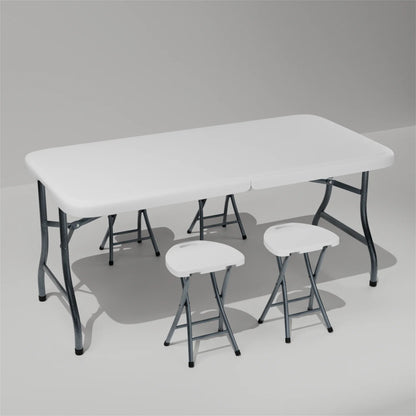 Hommoo 6ft Plastic FoldingTable,Portable Collapsible Table Outdoor Foldable Picnic Table for, Party, Hiking, Patio,Banquet, Wedding,Camping,with Lock,Handle, White