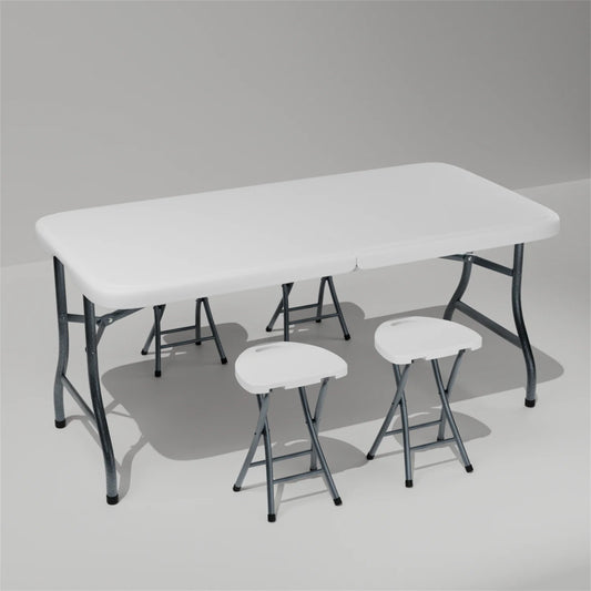 Hommoo 6ft Plastic FoldingTable,Portable Collapsible Table Outdoor Foldable Picnic Table for, Party, Hiking, Patio,Banquet, Wedding,Camping,with Lock,Handle, White