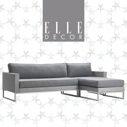 Elle Decor Tropez 2 Pc Outdoor Patio Sectional Set with Cushions, Gray