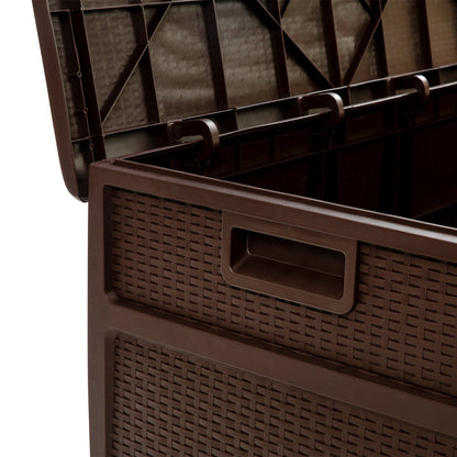 Merrick Lane Brown 120 Gallon Weather Resistant Outdoor Storage Box for Decks, Patios, Poolside and More