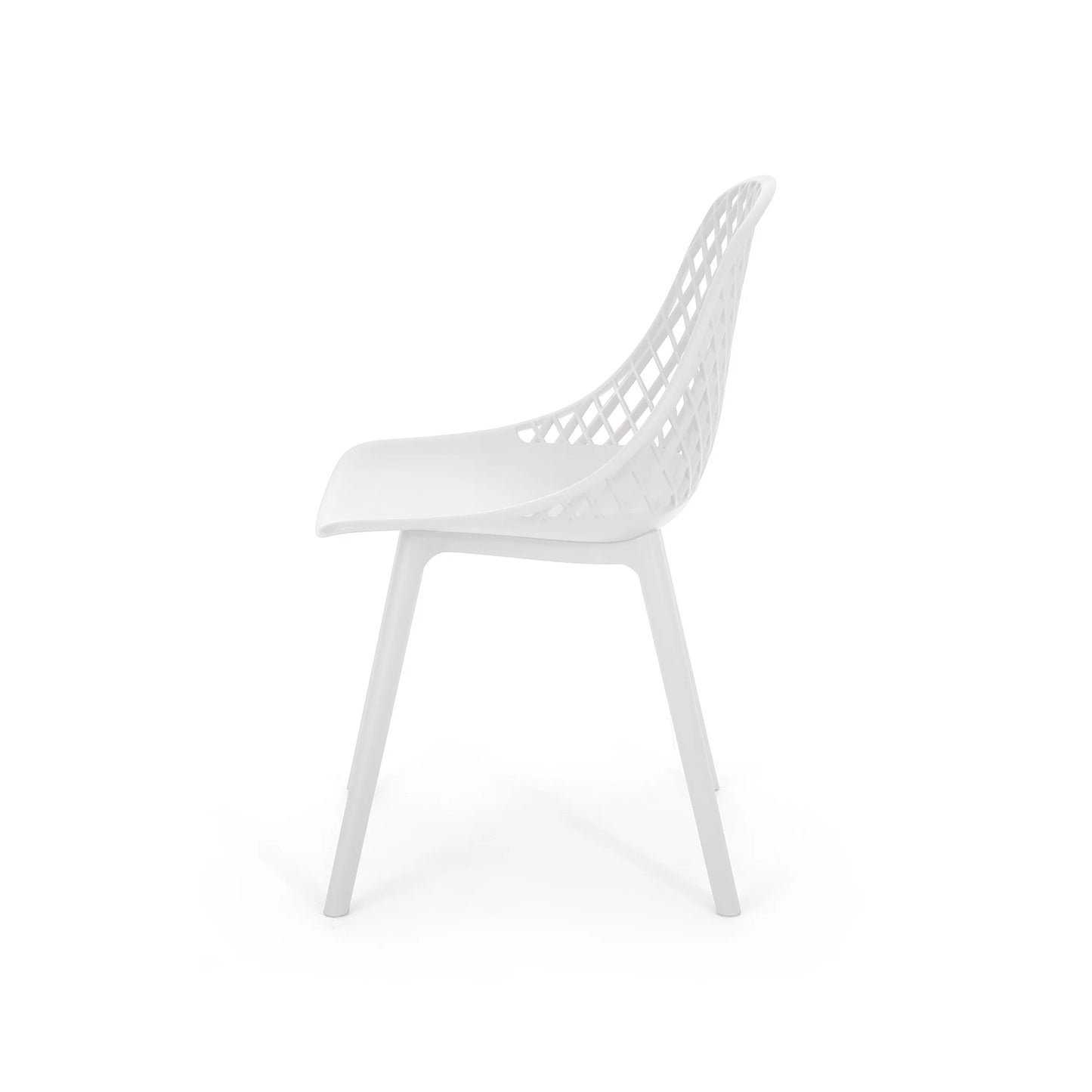Noble House Lily Plastic Patio Dining Side Chair in White (Set of 4)