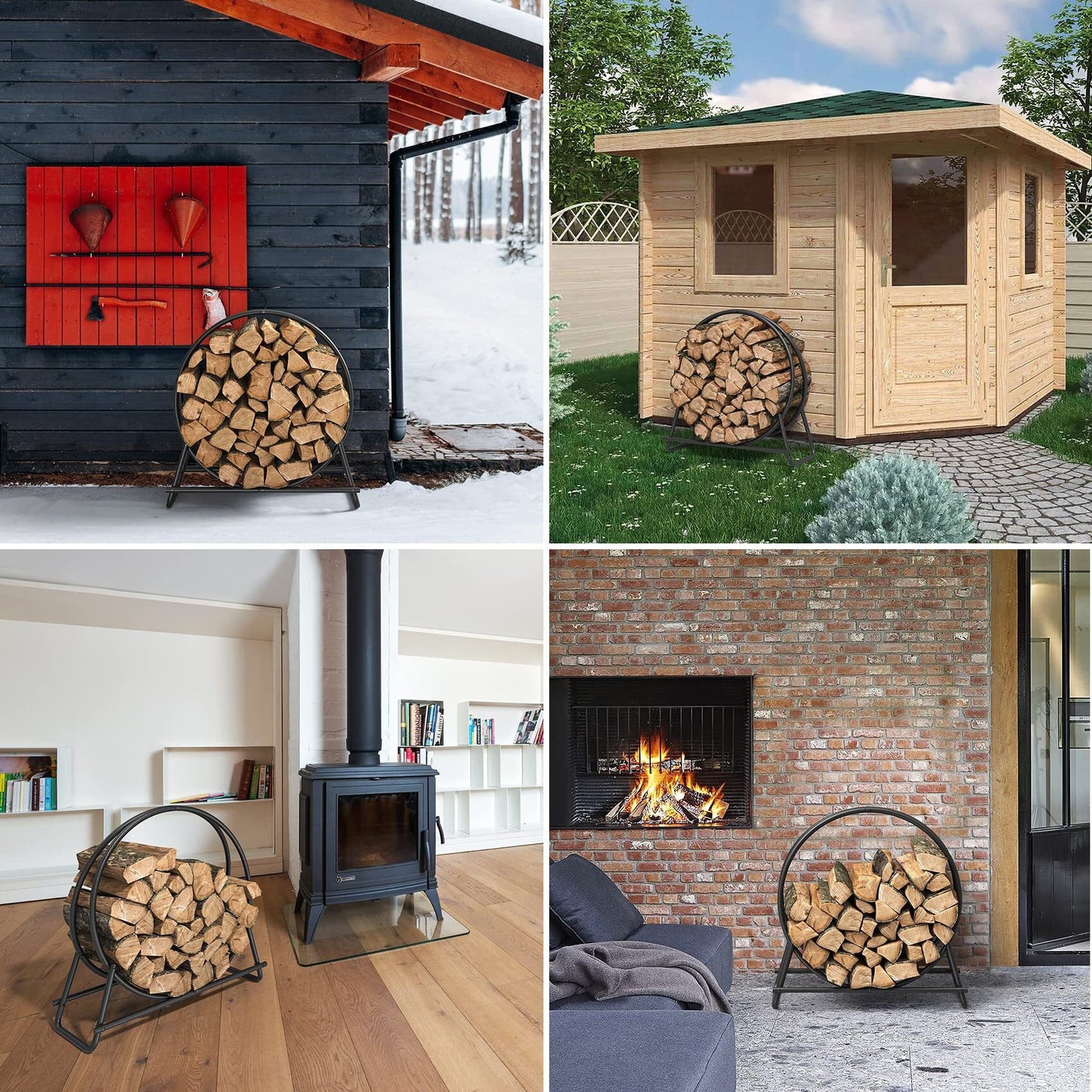 Mr IRONSTONE 30 inch Firewood Rack - Indoor/Outdoor Log Holder for Neat and Easy Wood Storage - Sturdy Tubular Steel Design for Patio, Deck, and Fireplace Pit
