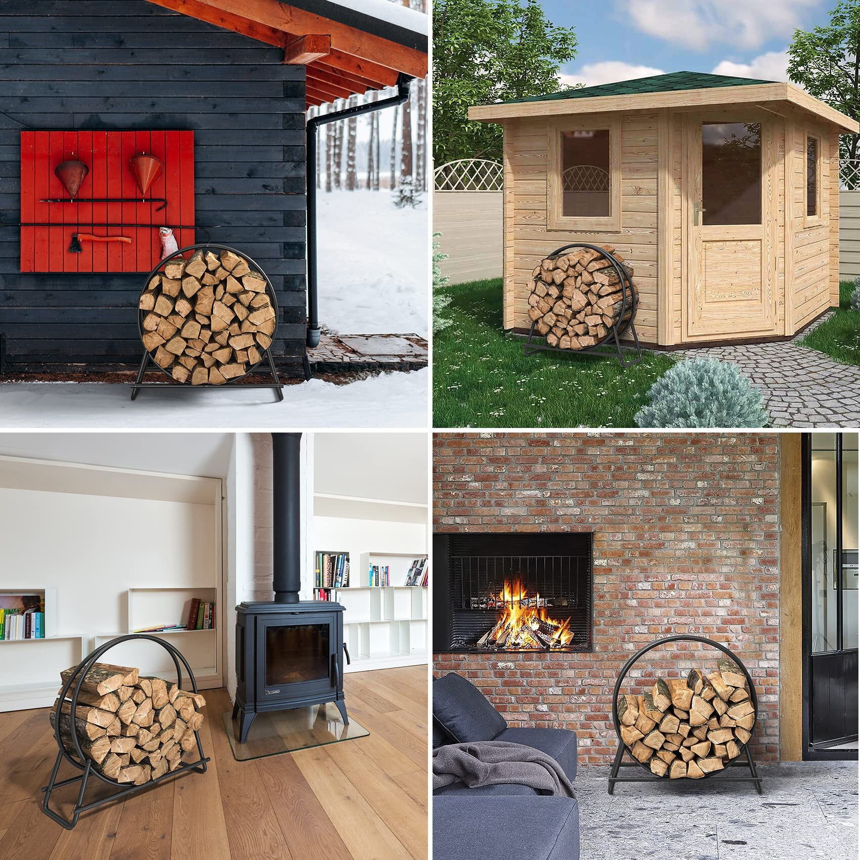Mr IRONSTONE 30 inch Firewood Rack - Indoor/Outdoor Log Holder for Neat and Easy Wood Storage - Sturdy Tubular Steel Design for Patio, Deck, and Fireplace Pit