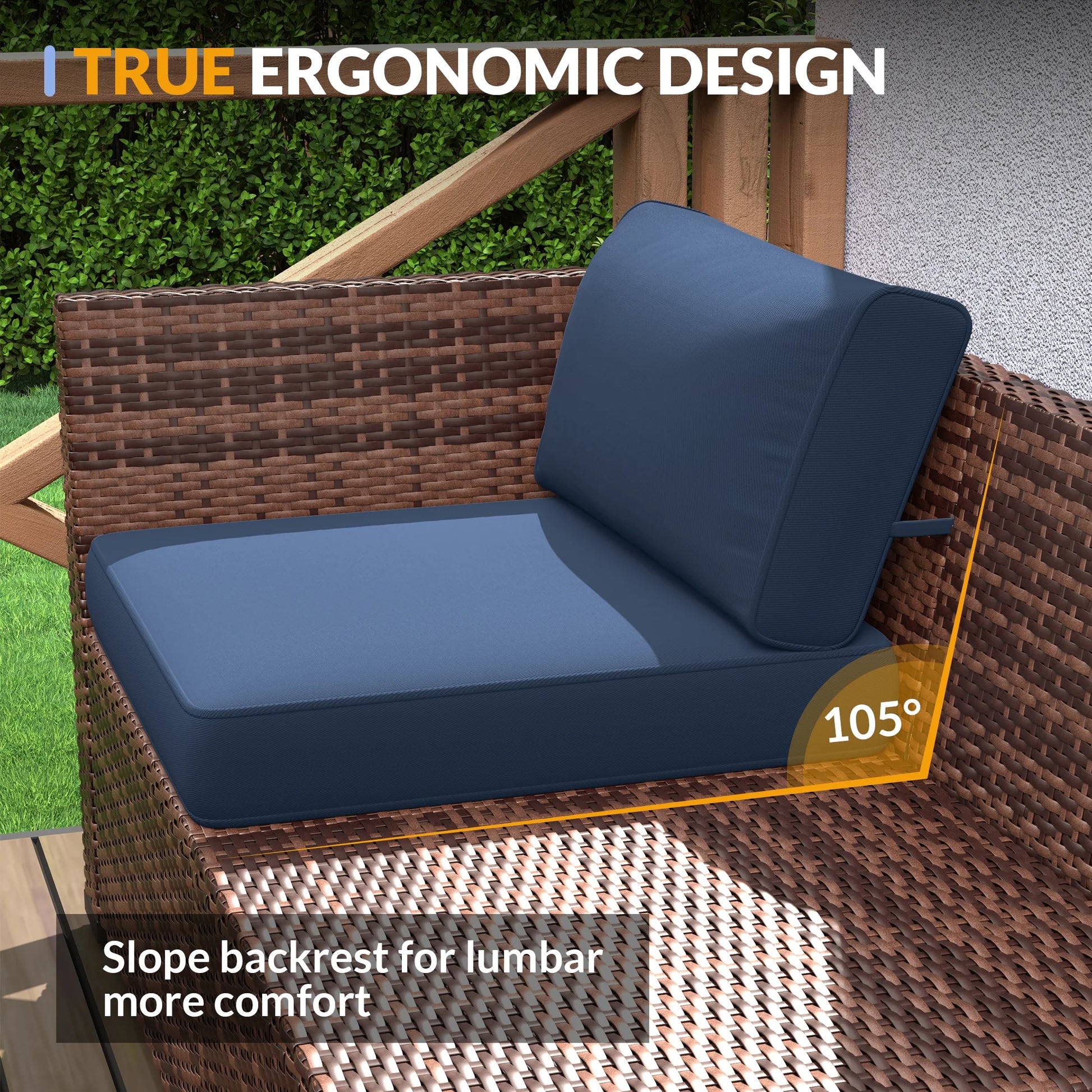 ELPOSUN 7 Pieces Patio Furniture Set, Outdoor Furniture Sectional Rattan Sofa for Backyard Garden Dark Grey
