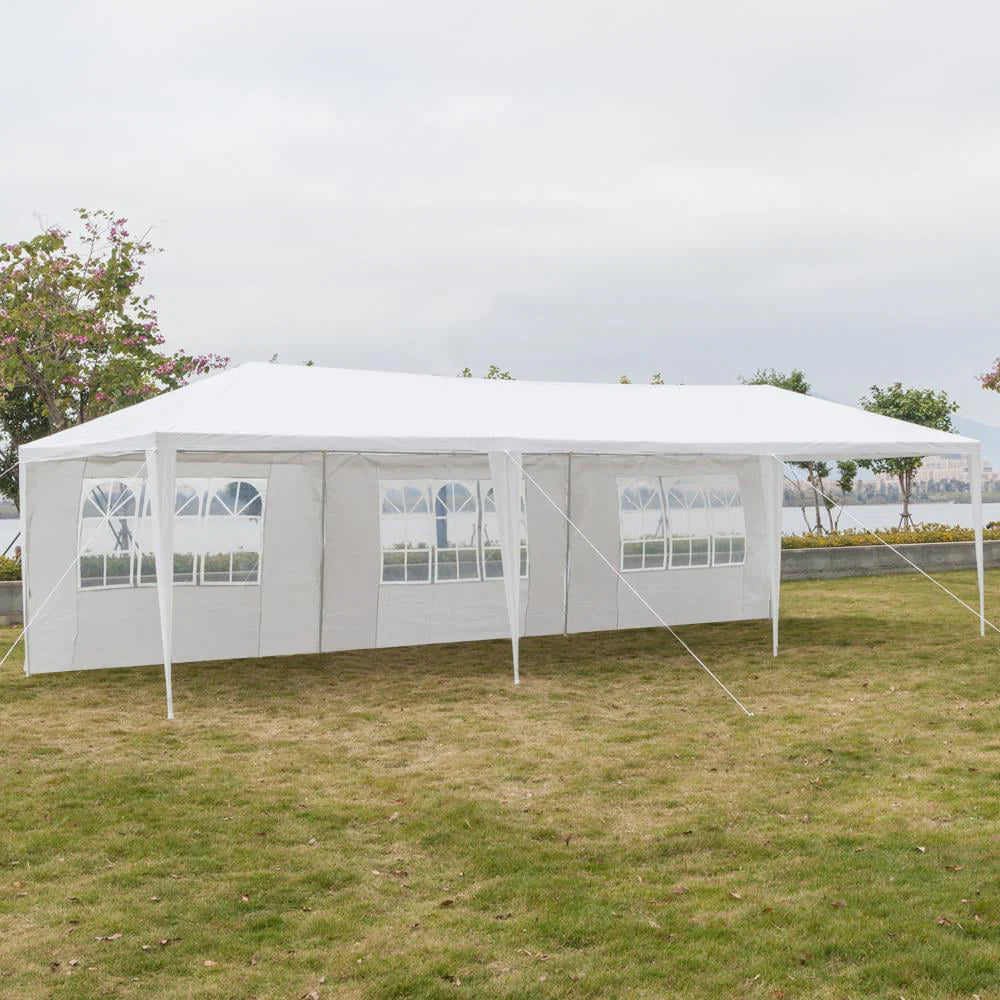OverPatio 10'x30' Canopy Tent Outdoor Gazebo Tent with 5 Sidewalls White