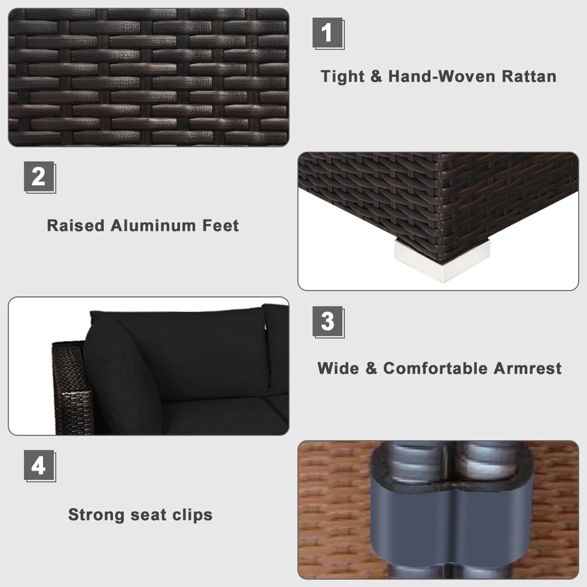 Gymax 6PCS Rattan Patio Sectional Sofa Set Outdoor Furniture Set w/Black Cushions