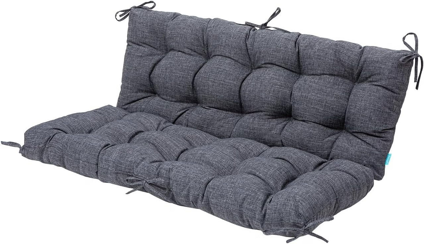 Outdoor/Indoor Bench Cushion,Porch Swing Replacement Cushions 2-3 Seater Loveseat Chair Pads with Backrest and Ties for Garden Patio Furniture (51inx40in, TAN/GREY)