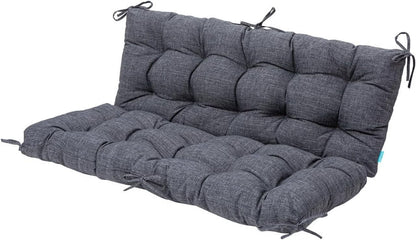 Outdoor/Indoor Bench Cushion,Porch Swing Replacement Cushions 2-3 Seater Loveseat Chair Pads with Backrest and Ties for Garden Patio Furniture (51inx40in, TAN/GREY)