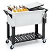MADOG Portable Rolling Patio Cooler Ice Chest with Wheels Outdoor Cold Drink Beverage Bar Cart with Ice Scoop, Storage Shelf & Bottle Opener Deck Backyard Party Tub Trolley Cart, Red