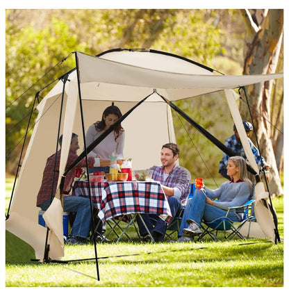 10x10 Screen Tent, Portable Screen House for Camping & Patios - Easy Setup Canopy with Mesh Walls, 2 Doors & Carry Bag Beige