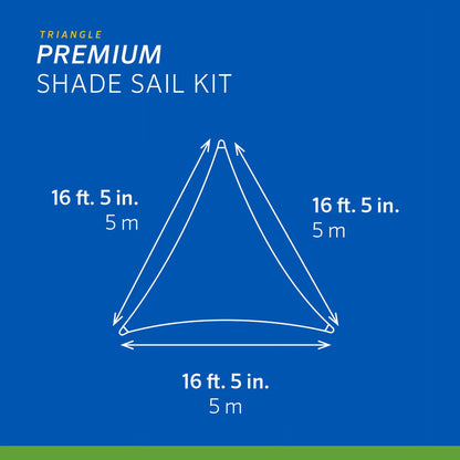 Coolaroo Premium Outdoor Sun Shade Sail with Hardware Kit 95% UV Block Protection for Backyard, Garden, Patio, 16'5" Triangle, Stone