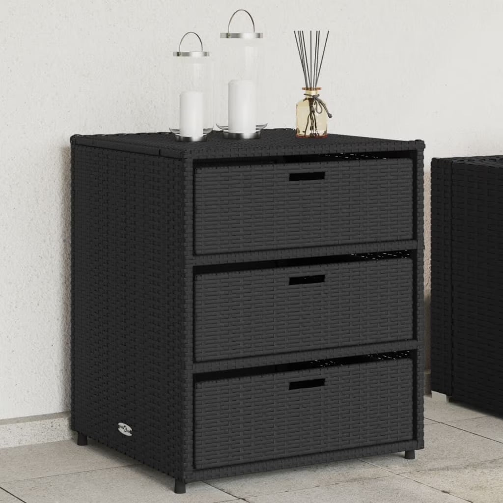 vidaXL Patio Storage Cabinet Brown 21.7"x23.2"x27.2" Poly Rattan
