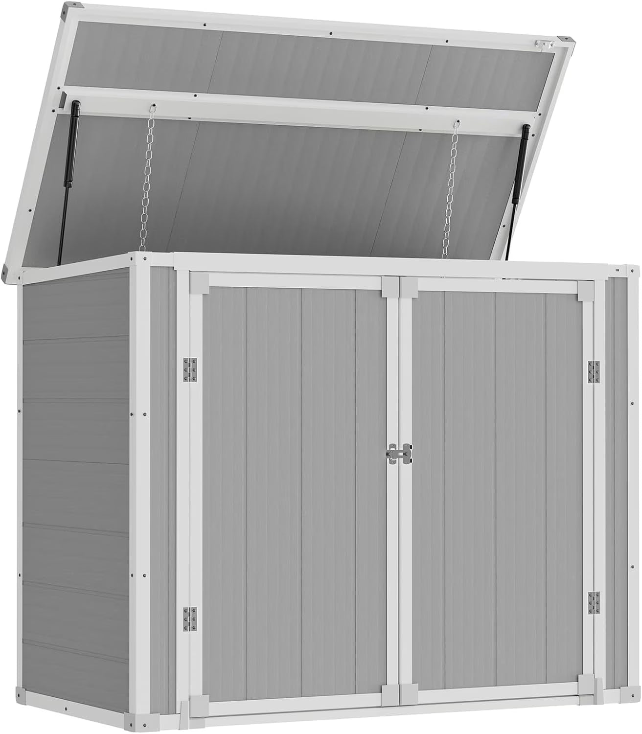 ECOPATIO Outdoor Storage Shed 41 Cu Ft Weather Resistant Resin with Floor Gray
