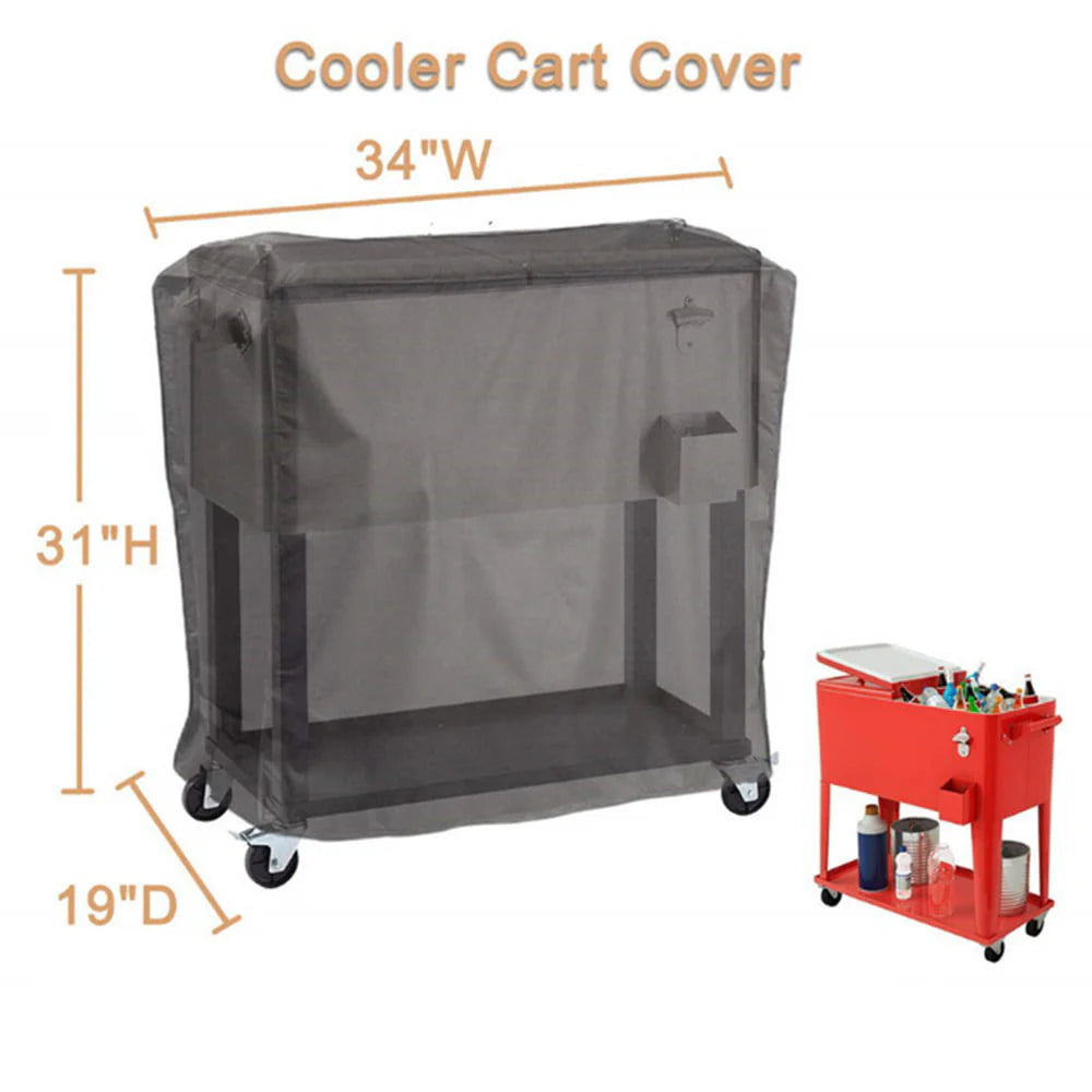Suyin Patio Cooler Cart Cover , Fits Most 80 Quart Rolling Cooler Cart Cover, Outdoor Beverage Cart Ice Chest Protective Covers