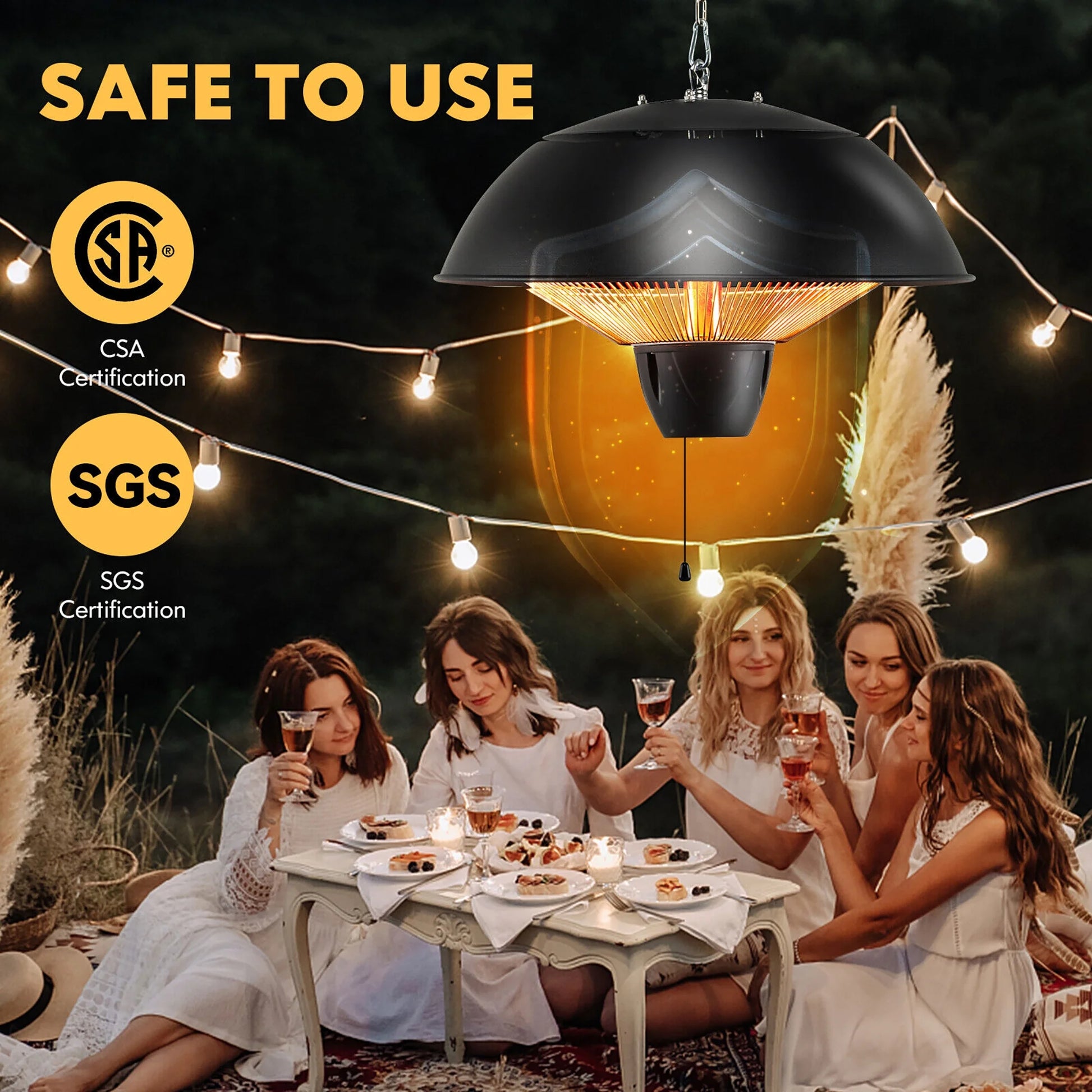 Gymax 1500W Electric Outdoor Hanging Patio Heater w/IPX4 Waterproof