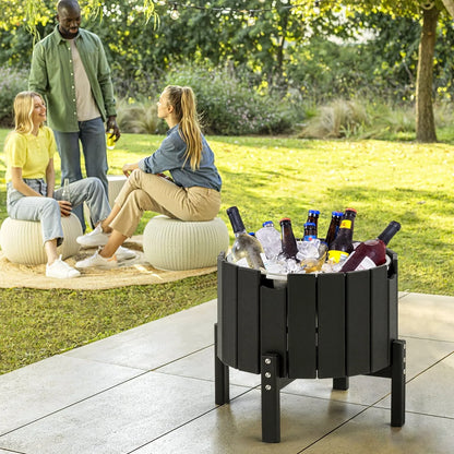 Erinnyees Outdoor Patio Cooler, Cooler Table for Patio and Deck, HDPE, Black