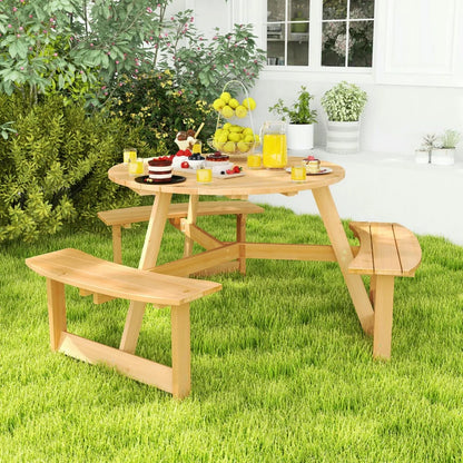 Aimee Lii Kids Outdoor Wooden Picnic Table and Bench Set with Umbrella Hole, Outdoor Patio Furniture for Pool Deck Backyard, Sturdy-Natural