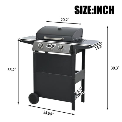 3 Burner BBQ Propane Gas Grill, Stainless Steel 30,000 BTU Patio Garden Barbecue Grill with Two Foldable Shelves