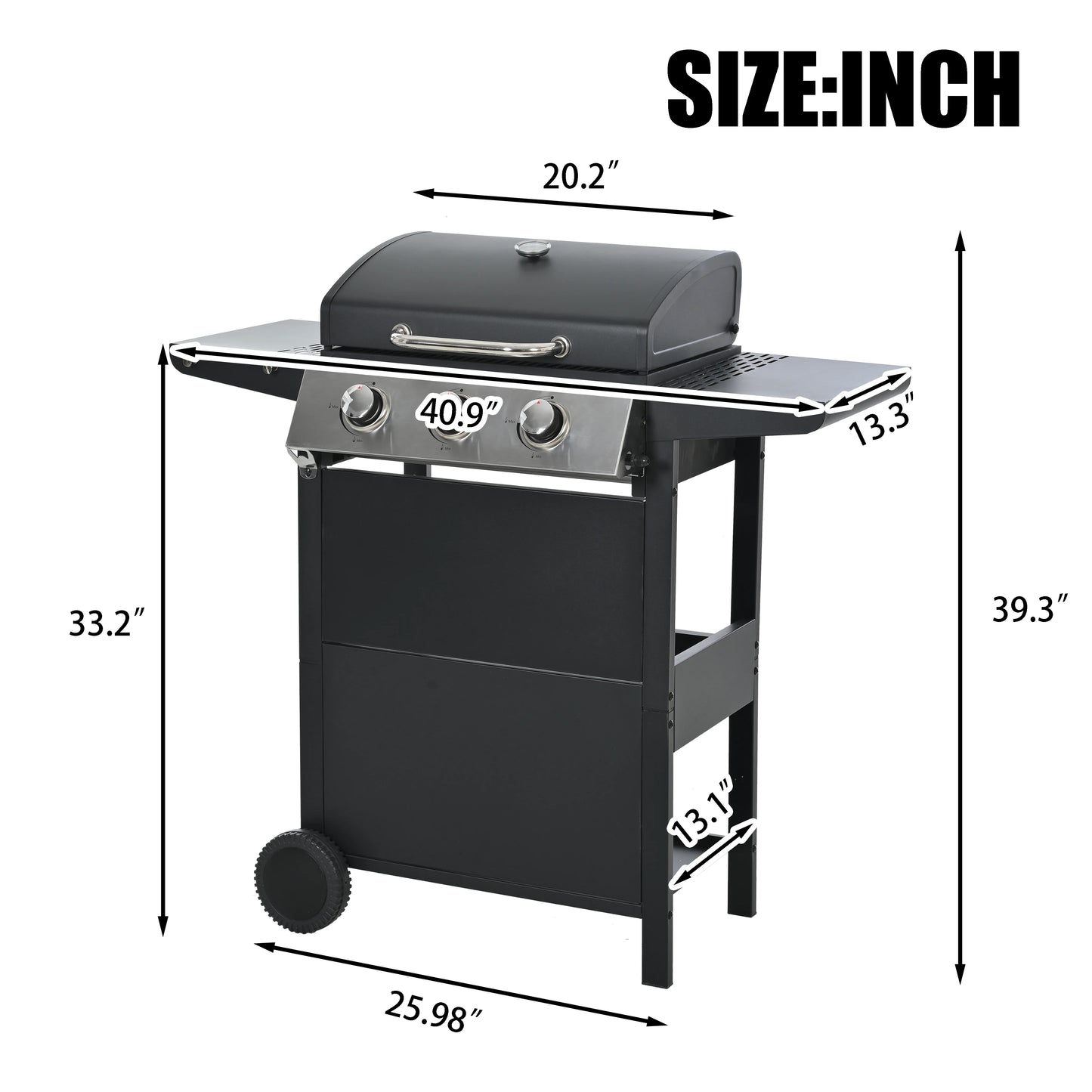 MEWANG 3-Burner Propane Gas Grill, 26000 BTU Stainless BBQ for Patio Garden | Outdoor Grill with Foldable Shelves