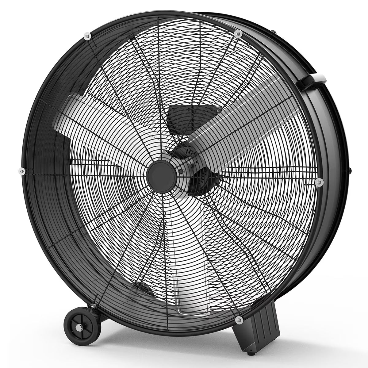 Danolapsi 30 Inch Industrial Drum Fan, 3-Speed High Velocity Floor Fan, Heavy Duty Metal Air Circulator with Caster Handle for Patios, Warehouses, Commercial, Factories and Workshops