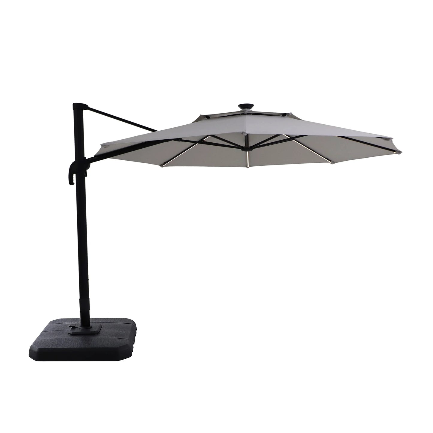 Better Homes & Gardens 12' x 11' 8-Rib Gray Octagonal Outdoor Patio Umbrella and Weighted Base