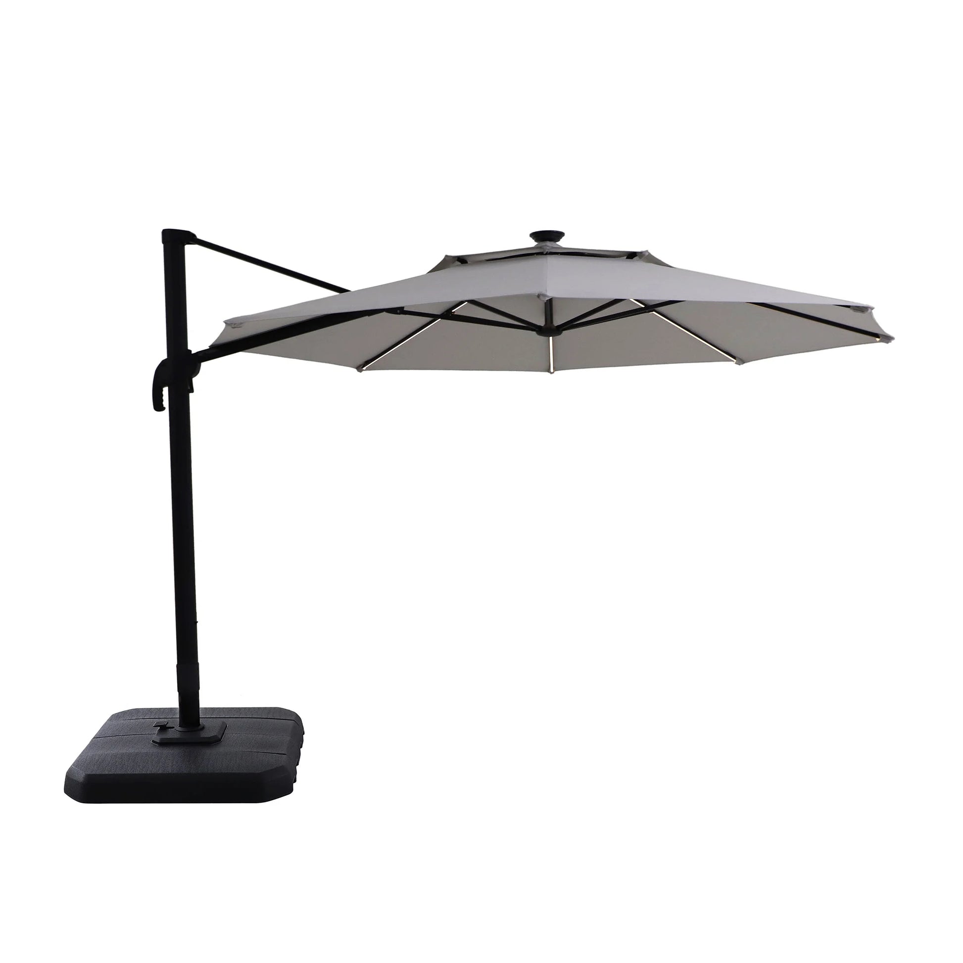 Better Homes & Gardens 12' x 11' 8-Rib Gray Octagonal Outdoor Patio Umbrella and Weighted Base