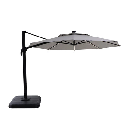 Better Homes & Gardens 12' x 11' 8-Rib Gray Octagonal Outdoor Patio Umbrella and Weighted Base