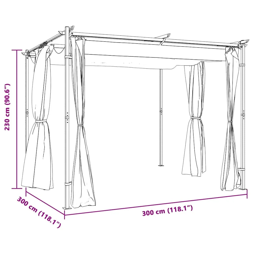 vidaXL Gazebo Canopy Tent Patio Pavilion Sunshade with Curtains Cream Steel