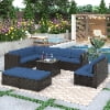 CHURANTY 9 Pieces Patio Furniture Set Outdoor Conversation PE Wicker Rattan Sectional Sofa, Coffee Table and Ottoman