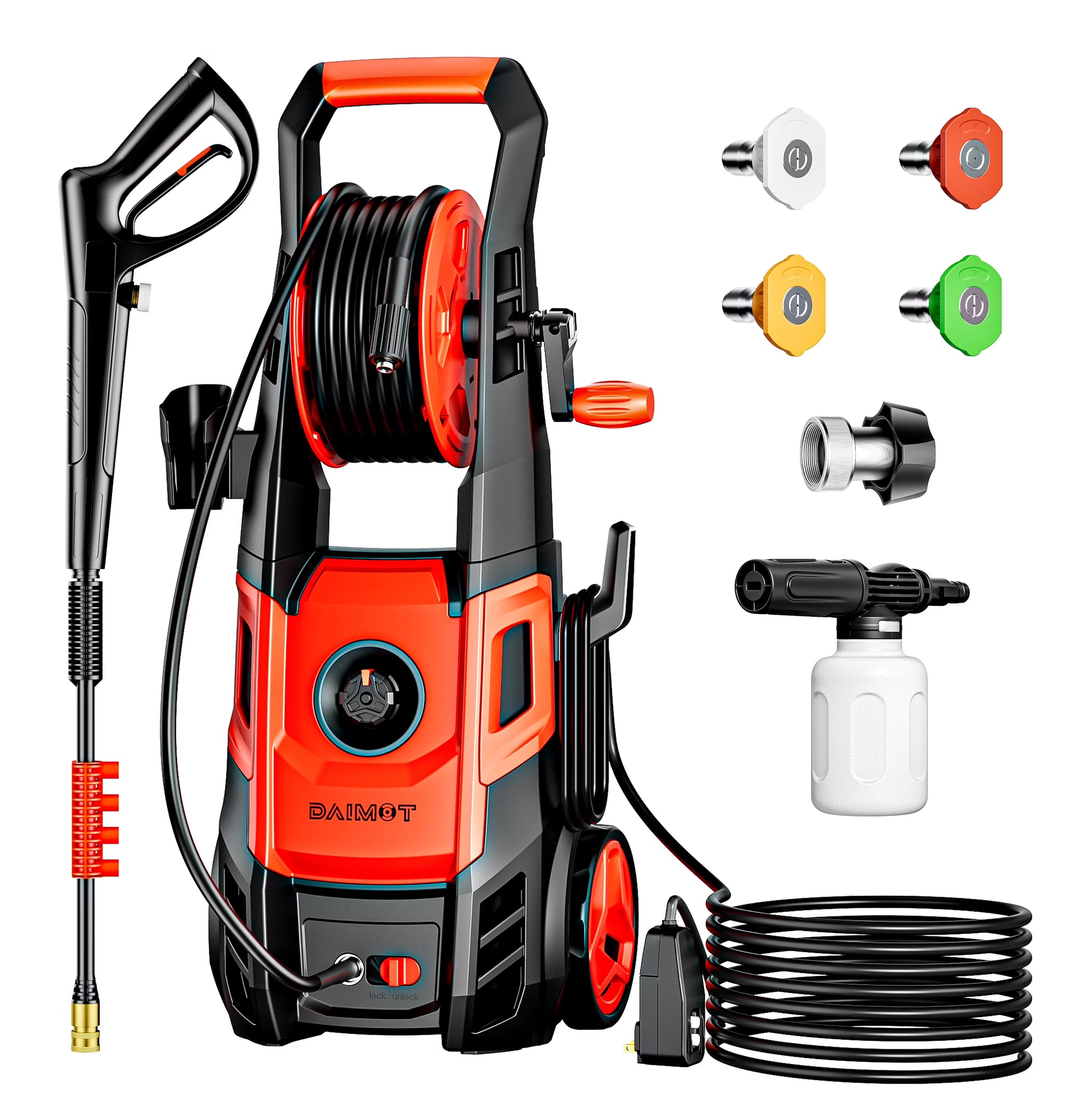 Electric Pressure Washer 3500 PSI, Max 2.4 GPM with Foam Cannon & 4 Nozzle Tips, Electric Power Washer for Cars, Fences, Driveways, Home, Patios - Powerful Power Washers Electric Powered