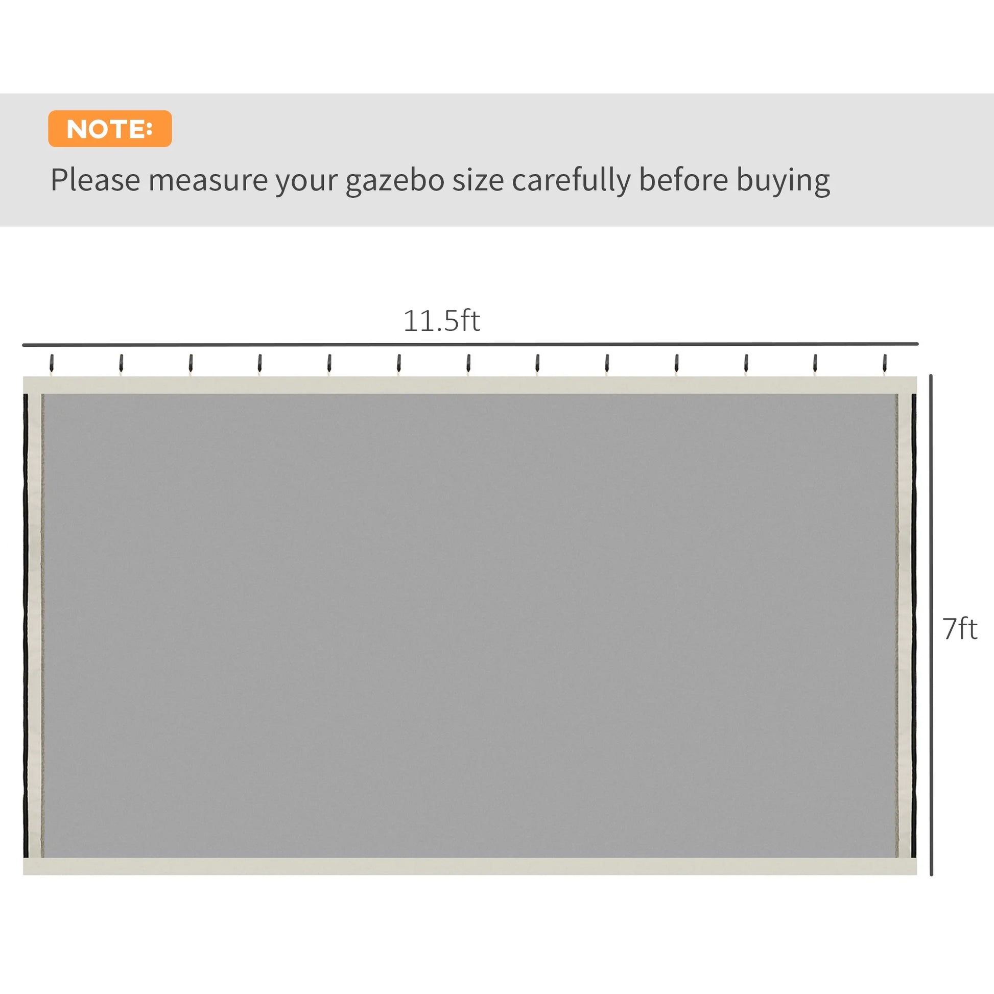 CoSoTower 10' X 13' Replacement Mesh Sidewall Netting for Patio Gazebos and Canopy Tents with Zippers (Sidewall Only), Cream