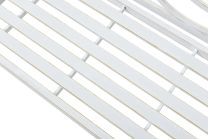 Royard Oaktree Outdoor Patio Bench, Garden Bench with Iron Metal Steel Frame, Backrest, and Armrests, Park Bench with Slatted Seat for 2-3 People for Lawn, Yard, Balcony, Porch, White
