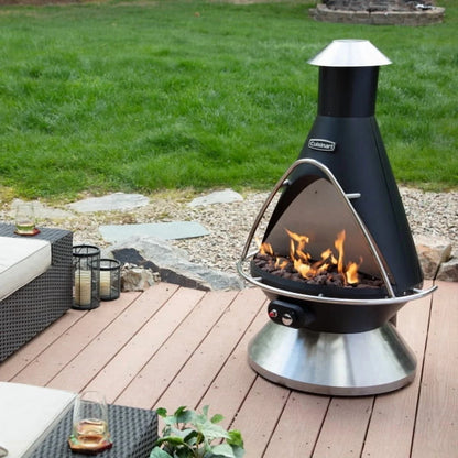 Cuisinart Chimenea Propane Fire Pit, 40,000 BTU Adjustable Gas Fire Pit for Patios, Includes Lava Rocks, Directional Heat Shield and Push to Start Ignition