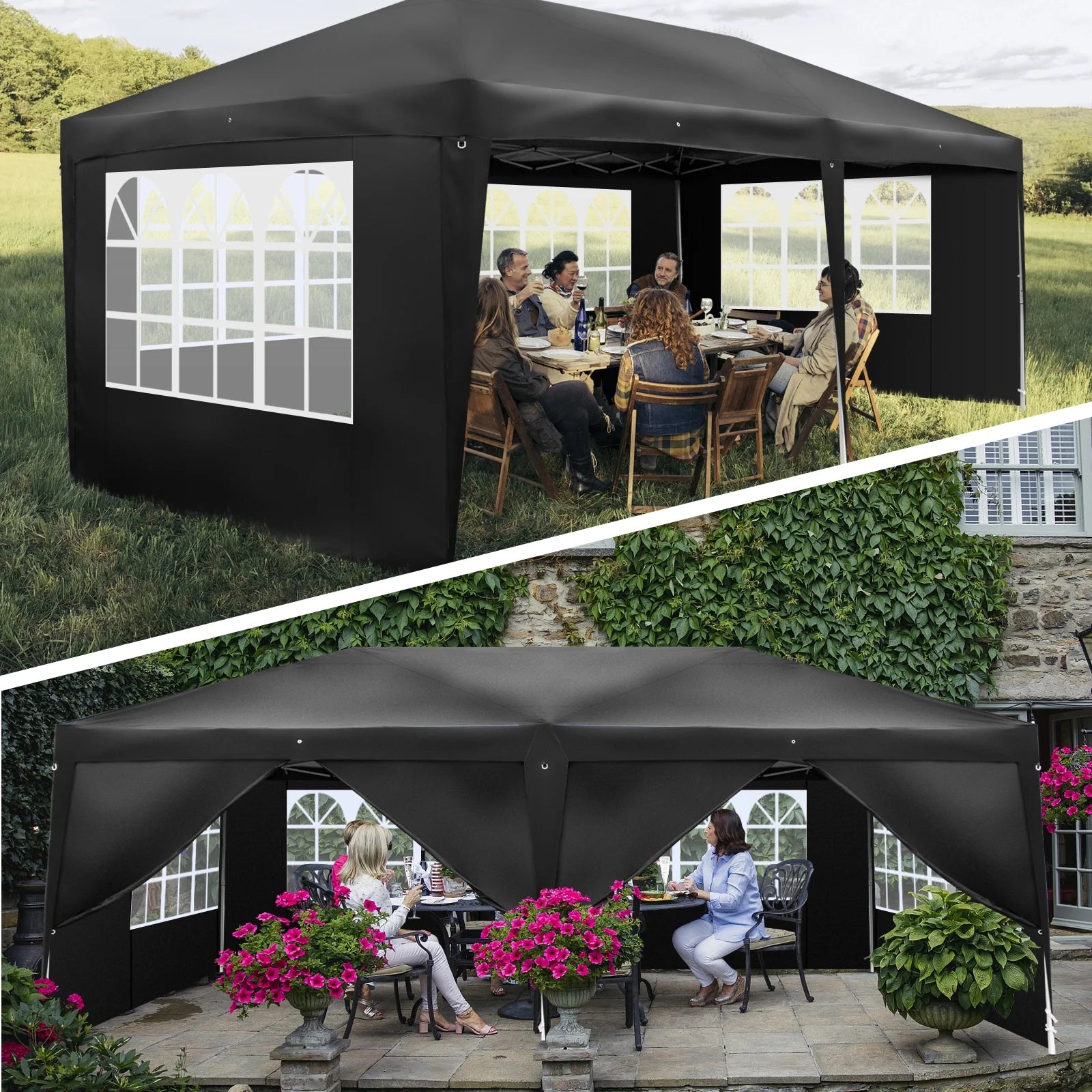 Zimtown 10'x 20' Patio EZ POP UP Party Tent Wedding Gazebo Canopy Marquee 6 Walls