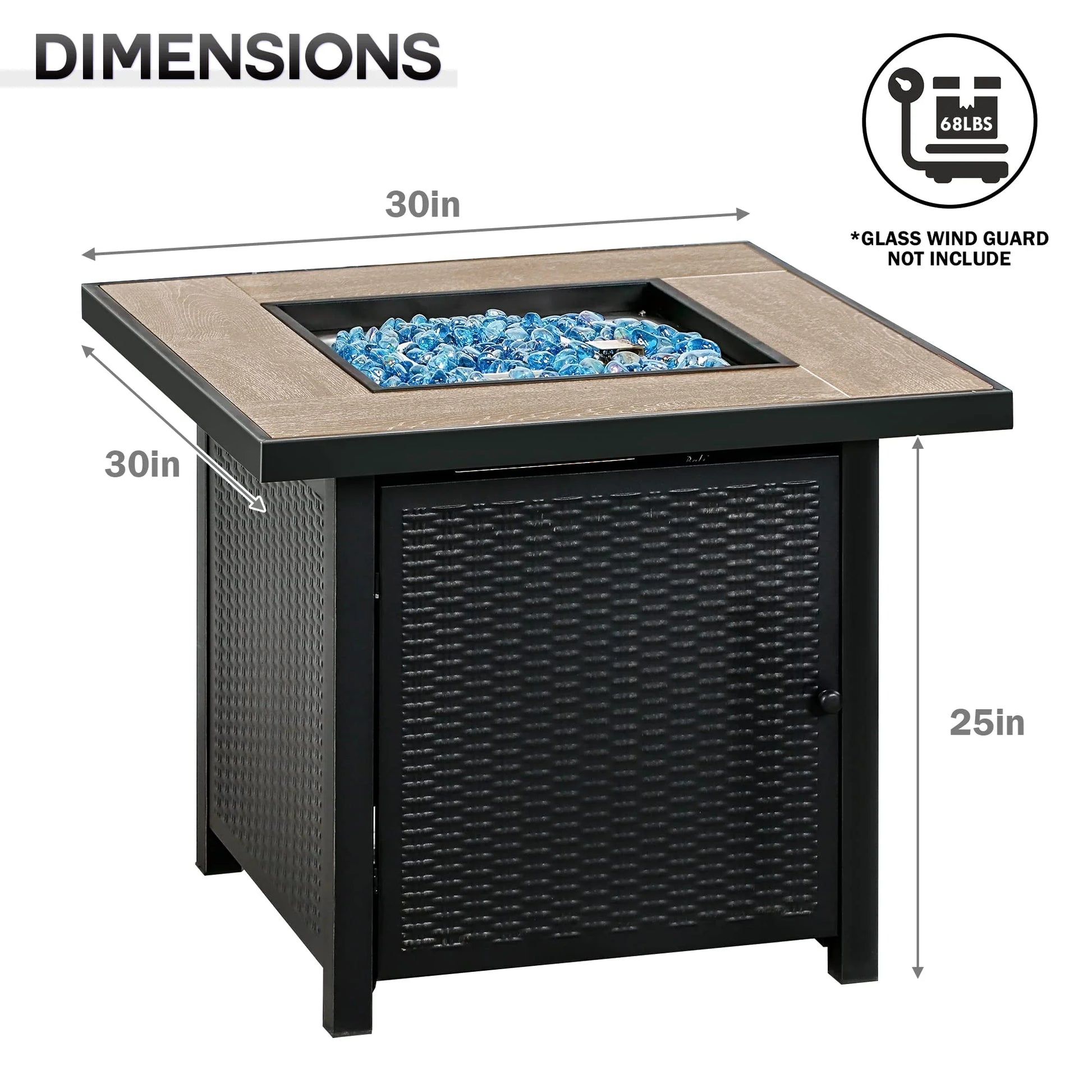 BALI OUTDOORS Propane Gas Fire Pit Table with Lid for Outside Backyard, Patio 50000 BTU 30 inch