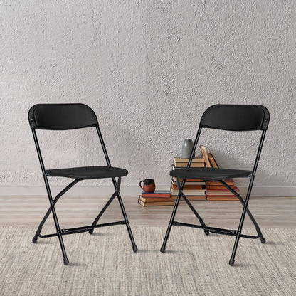 OverPatio 6 Packs Plastic Practical Folding Chairs, for Office, Comference, Kitchen, Study Room, Black