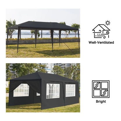 OverPatio 10' x 20' Canopy Tent Party Tent Event Tent w/6 Sidewall - Black