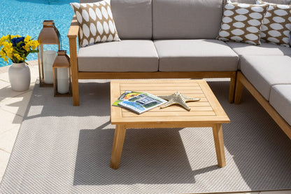 Laguna 4-Piece Eucalyptus Wood Outdoor Patio Conversation Sectional Set w/3-Piece Sectional and Coffee Table