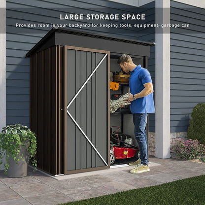 Vitesse Outdoor 5' x 3' Storage Metal Shed, Steel Garden Shed with Single Lockable Door, Tool Storage Shed House for Backyard, Patio, Lawn